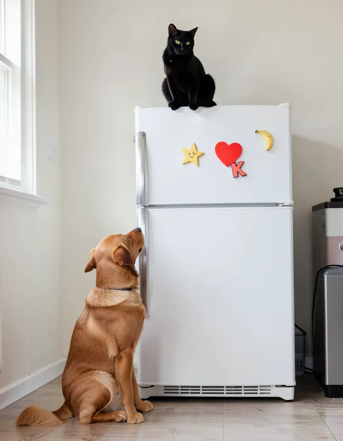FLUX.2 klein 4B, Cat on the fridge, seed 11